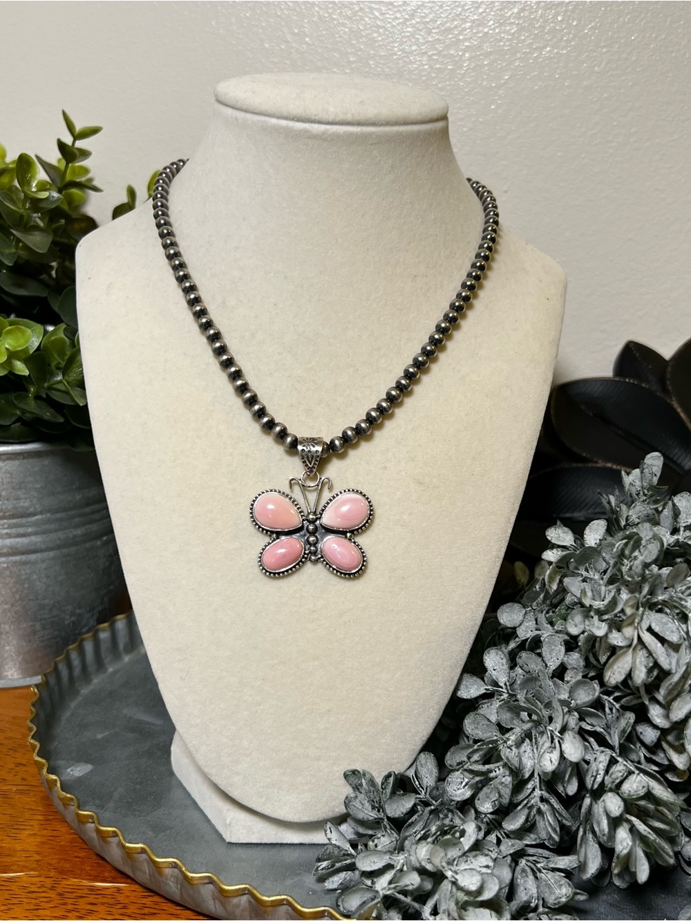 Pink Queen Conch Butterfly Pendant Sterling Silver Southwestern - Picture 8 of 11